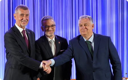 Babiš, Kickl a Orbán na tiskové koferenci ve Vídni